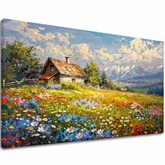 Πίνακας ζωγραφικής Πολύχρωμο λουλούδι λιβάδι | Ακρυλικό λεπτομέρειες