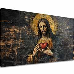 Sacred Heart of Jesus | Ζωγραφισμένο με ακρυλικό και φύλλα χρυσού